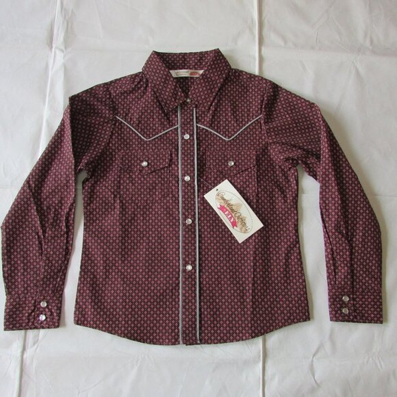 Cumberland Outfitters Ely Cattleman Girl's Long Sleeve Snap Printed Western Shir - Picture 1 of 4